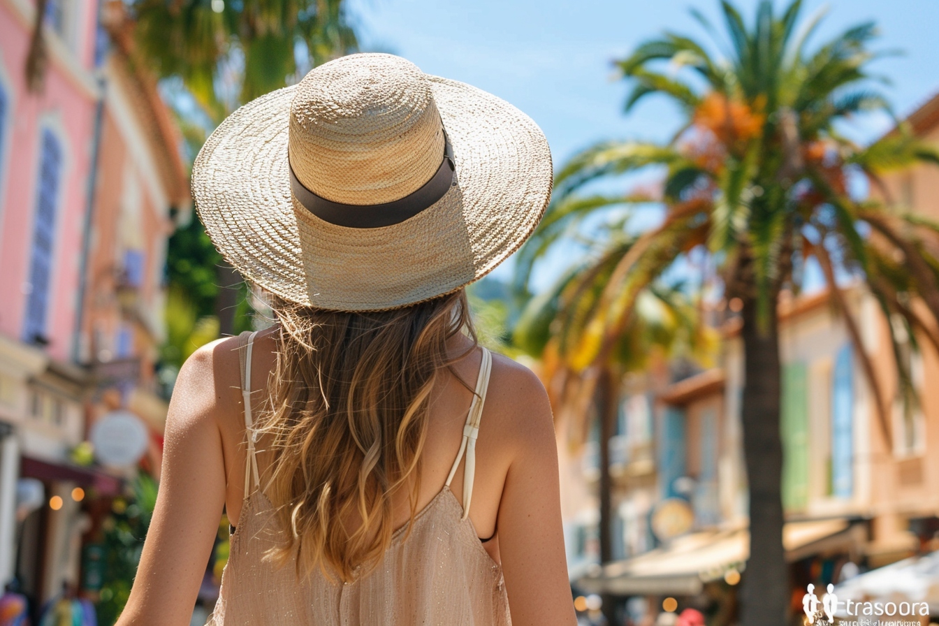 Shoppers explorant les boutiques uniques lors d'une journée ensoleillée à Hyères pour une expérience de shopping inoubliable