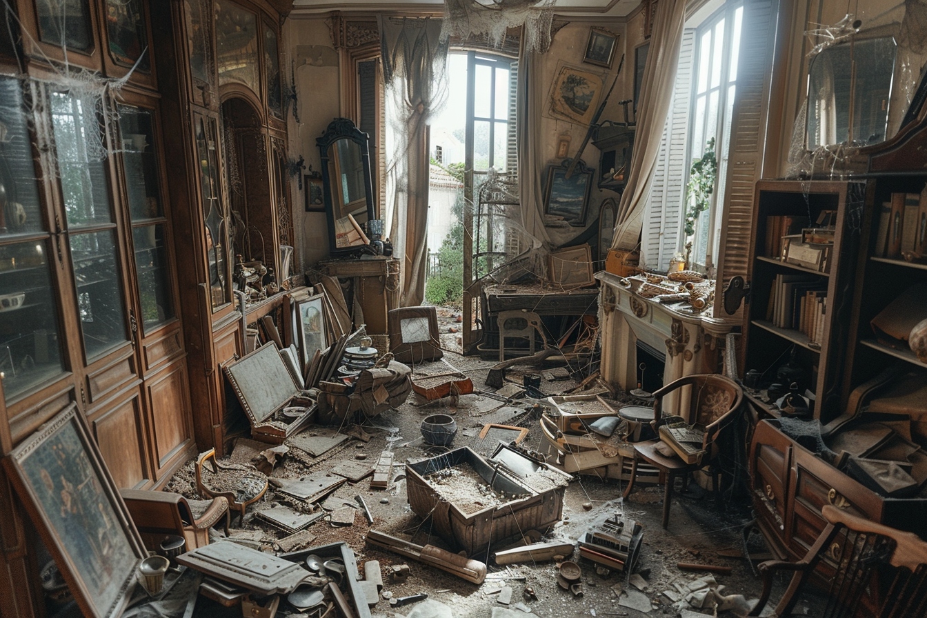 Équipe professionnelle menant un débarras de maison insalubre à Hyères pour préparer une rénovation